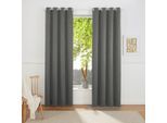 Vorhang OTTO HOME "SOLA" Gr. 2, grau, B:130cm H:175cm, Polyester, Polyester, Gardinen, Vorhang, blickdicht, Ösen-Aufhängung, wärmeabweisend,, 1er oder 2er Set