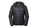 Russell Heren Nano Gewatteerd jack met capuchon (Zwart)