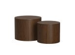 Vicco Couchtisch-Set, Walnuss, Holzwerkstoff, Rund, 48x38x48 cm, Wohnzimmer, Wohnzimmertische, Couchtische