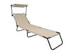 Gardenson , Creme , Metall, Textil , 55x24x185 cm , wetterfest, verstellbares Dach, klappbar, Rückenlehne verstellbar ,
