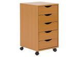Mid.you , Buchefarben , Holzwerkstoff , 5 Schublade(n) Schubladen , 33x68x38 cm , griffloses Öffnen ,