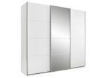 Boxxx Schwebetürenschrank, Weiß, Glas, Holzwerkstoff, 5 Fächer, 215x204x63 cm, Schrankfront mit Spiegel, Schlafzimmer, Kleiderschränke, Kleiderschränke mit Spiegel