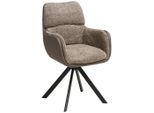 Livetastic Armlehnstuhl , Braun, Schwarz , Metall, Textil , Drehkreuz , 61x91x65 cm , Sitzfläche 360° drehbar , Esszimmer, Stuhl, Polsterstühle
