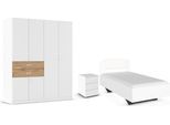 Schlafzimmer-Set RAUCH "Komplettzimmer Komplettschlafzimmer Schlafzimmer-Set (3-St.) MAIKA", weiß (alpinweiß, eiche artisan, lederoptik weiß), Schrank Breite 181cm, Höhe 197 + ohne Matratze, B/H: 100cm x 200cm, Schrank Breite 181cm, Höhe 197, Holzwerkstoff, Schlafzimmermöbel-Sets, Schlafzimmer-Set, Schrank 3 Breiten, 2 Höhen, Bett 100 cm, Nachttisch MADE IN GERMANY