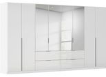 Drehtürenschrank OTTO HOME "Kleiderschrank Kleiderschränke Schrank Garderobe AGORDO mit Glasfront", weiß (alpinweiß, glas kristallweiß), B:360cm H:229cm T:54cm, Holzwerkstoff, Schränke, Drehtürenschrank, mit Außenschubkästen, in 7 Breiten und 2 Höhen MADE IN GERMANY