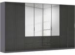 Drehtürenschrank OTTO HOME "Kleiderschrank Schrank Garderobe AGORDO mit Dekor- oder Hochglanzfront", schwarz (graumetallic, hochglanz effektgrau), B:360cm H:229cm T:54cm, Holzwerkstoff, Schränke, Drehtürenschrank, mit Außenschubkästen, in 7 Breiten und 2 Höhen MADE IN GERMANY