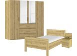 Schlafzimmer-Set RAUCH "Komplettschlafzimmer Schlafzimmer EVELYN", braun (asteiche), Bett 120x200cm + ohne Matratze, B/H: 120cm x 200cm, Bett 120x200cm, Holzwerkstoff, Schlafzimmermöbel-Sets, Schlafzimmer-Set, Schrank und Bett in 2 Breiten, Nachttisch mit Paneel MADE IN GERMANY