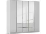 Drehtürenschrank OTTO HOME "Kleiderschrank Kleiderschränke Schrank Garderobe AGORDO mit Glasfront", grau (seidengrau, glas seidengrau), B:226cm H:210cm T:54cm, Holzwerkstoff, Schränke, Drehtürenschrank, mit Außenschubkästen, in 7 Breiten und 2 Höhen MADE IN GERMANY