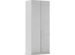 Drehtürenschrank OTTO HOME "Kleiderschrank Kleiderschränke Schrank Garderobe AGORDO mit Glasfront", grau (seidengrau, glas seidengrau), B:91cm H:229cm T:54cm, Holzwerkstoff, Schränke, Drehtürenschrank, durchdachte Innenausstattung, in 8 Breiten und 2 Höhen MADE IN GERMANY