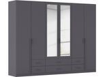 Kleiderschrank RAUCH "Schrank Garderobe Ankleide GAMMA Breiten 91/136/181/226/271/315/360 cm", graumetallic, griffstangen graumetallic, B:271cm H:210cm T:54cm, Holzwerkstoff, Schränke, Kleiderschrank, verschiedene Griff-Varianten, mit Spiegel TOPSELLER MADE IN GERMANY