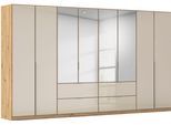 Drehtürenschrank OTTO HOME "Kleiderschrank Kleiderschränke Schrank Garderobe AGORDO mit Glasfront", beige (eiche artisan, glas champagner), B:360cm H:210cm T:54cm, Holzwerkstoff, Schränke, Drehtürenschrank, mit Außenschubkästen, in 7 Breiten und 2 Höhen MADE IN GERMANY