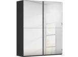 Schwebetürenschrank RAUCH "Kleiderschrank Schrank Garderobe Schlafzimmerschrank SCALE-DUO", schwarz, B:181cm H:223cm T:68cm, Holzwerkstoff, Schränke, Schwebetürenschrank, edle zweigeteilte Türen Spiegelfront und 3 Zierleisten MADE IN GERMANY