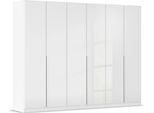 Drehtürenschrank OTTO HOME "Kleiderschrank Kleiderschränke Schrank Garderobe AGORDO mit Glasfront", weiß (alpinweiß, glas kristallweiß), B:271cm H:210cm T:54cm, Holzwerkstoff, Schränke, Drehtürenschrank, durchdachte Innenausstattung, in 8 Breiten und 2 Höhen MADE IN GERMANY