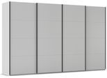Schwebetürenschrank RAUCH "Kleiderschrank Schrank Garderobe Schlafzimmerschrank SCALE-FYRA", grau (seidengrau, griffleisten schwarz), B:360cm H:223cm T:68cm, Holzwerkstoff, Schränke, Schwebetürenschrank, edle viergeteilte Türen viele Farben und Griff-Farben MADE IN GERMANY