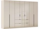 Drehtürenschrank OTTO HOME "Kleiderschrank Kleiderschränke Schrank Garderobe AGORDO mit Glasfront", beige, glas beige (champagner), B:315cm H:229cm T:54cm, Holzwerkstoff, Schränke, Drehtürenschrank, mit Außenschubkästen, in 7 Breiten und 2 Höhen MADE IN GERMANY