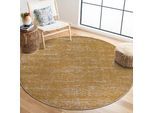 Teppich SANAT "Oslo", gelb (goldfarben), H:10mm Ø:200cm, Kunstfaser, Teppiche, Teppich, meliert robuster Kurzflor, Wohnzimmer, Schlafzimmer, auch als Läufer