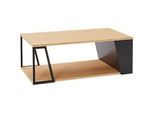 Couchtisch Albi, B 1000 x T 550 x H 360 mm, Metallgestell/Spannplatte mit Echtholzfurnier, Eiche hell/schwarz lackiert