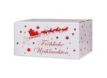 Versandkartons, mit Motiv „Weihnachtsschlitten“, bis 30 kg, Aussenmasse 406 x 306 x 210 mm, Feinwellpappe, weiss-braun, 20 Stück