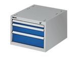 Schubladenunterbau für modulare Werkbank, Typ 1, 3 Schübe, enzianblau RAL 5010/weissaluminium RAL 9006