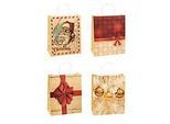 Geschenktüten Weihnachten TSI Serie 4, 4 verschiedene Motive, gross, B 260 x T 135 x H 320 mm, 100 % recycelbar, Kraftpapier, beige-rot, 12 Stück