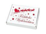 Maxibriefkartons, mit Motiv „Weihnachtsschlitten“, portooptimiert, bis 20 kg, Aussenmasse 250 x 174 x 50 mm, Mikrowellpappe, weiss-braun, 20 Stück