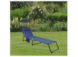 Gardenson , Blau , Metall, Kunststoff, Textil , Füllung: Polyester , 55x24x185 cm , UV-beständig, regenabweisend, rostfrei, klappbar, Rückenlehne verstellbar ,