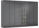 Drehtürenschrank OTTO HOME "Kleiderschrank Kleiderschränke Schrank Garderobe AGORDO mit Glasfront", grau (graumetallic, glas basalt), B:315cm H:229cm T:54cm, Holzwerkstoff, Schränke, Drehtürenschrank, mit Außenschubkästen, in 7 Breiten und 2 Höhen MADE IN GERMANY
