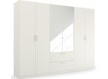 Drehtürenschrank RAUCH "Kleiderschrank Schrank Garderobe Ankleide PURE BY QUADRA SPIN", weiß (alpinweiß), B:271cm H:210cm T:54cm, Holzwerkstoff, Schränke, Drehtürenschrank, mit Spiegel, in puristischem Design, Griffe alufarben MADE IN GERMANY