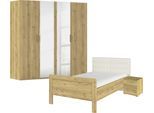Schlafzimmer-Set RAUCH "Komplettschlafzimmer Schlafzimmer EVELYN", braun (asteiche), Bett 120x200cm + ohne Matratze, B/H: 120cm x 200cm, Bett 120x200cm, Holzwerkstoff, Schlafzimmermöbel-Sets, Schrank und Bett in 2 Breiten, Nachttisch 2 Schubladen MADE IN GERMANY