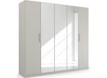 Kleiderschrank RAUCH "Drehtürenschrank Schrank Garderobe Ankleide SKANDI BY QUADRA SPIN", grau (seidengrau), B:226cm H:210cm T:54cm, Holzwerkstoff, Schränke, Kleiderschrank, im Landhaus-Stil mit Massivholzgriffen, vollflächige SpiegeltÜren
