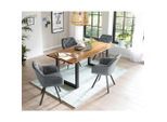 Mid.you , Grau, Cognac , Holz, Metall, Textil , Akazie , massiv , rechteckig , 90x77x180 cm ,