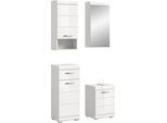 Badmöbel-Set WELLTIME "SIENA, 4-tlg., WBU, Spiegelschrank, Hänge- & Unterschrank, MDF-Front", weiß (weiß, weiß hochglanz), B:92cm H:191cm T:34cm, Holzwerkstoff, MDF, Spiegelglas, Kastenmöbel-Sets, Badmöbel-Set, Badmöbel, Kombination, Badezimmer, Badset, Möbel-Set, Set