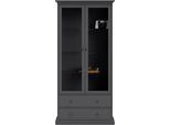 Vitrine HOME AFFAIRE "Paris Glasvitrine Vitrinenschrank Ausstellung Sammelvitrine", grau, B:96,2cm H:200,8cm T:41,6cm, Holzwerkstoff, Schränke, Vitrine, mit 2 Glastüren und 2 Schubladen, Breite, 96 cm, Höhe 200 cm