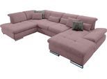 Wohnlandschaft "SO 4100 komfortable Federkernunterfederung, inkl. Kopfteilverstellung", lila (flieder 92), B:365cm H:80cm T:225cm, SET ONE BY MUSTERRING, Sofas, Wohnlandschaft, wahlweise Bettfunktion und Sitztiefenverstellung, U-Form