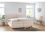 Boxspringbett OTTO HOME "Jenson", beige, B:208cm L:225cm, Struktur weich (85% Polyester/15% Nylon), Komplettbetten, Boxspringbett, in 4 Farben, 4 Breiten, 3 Matratzenarten in 2 Härtegraden, Topper