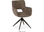 Esszimmerstuhl OMG DESIGN "Darwin", taupe, schwarz, taupe, B:58cm H:85cm T:65cm, Polyester, Stühle, Esszimmerstuhl, Drehstuhl mit auto-return, Armlehnenstuhl