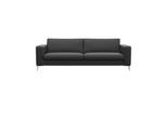 3-Sitzer FLEXLUX "Fiore, super Sitzkomfort durch Kaltschaum im Sitz", schwarz (deep schwarz), B:229cm H:85cm T:92cm, 100% Echteder, Sofas, 3-Sitzer, breite Armlehnen, Füße Alu