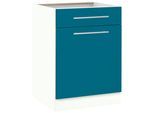 Unterschrank WIHO KÜCHEN "Flexi2", blau (front: ozeanblau, korpus: weiß), B:60cm H:82cm T:57cm, Schränke, Unterschrank, Breite 60 cm