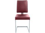 Freischwinger K+W KOMFORT & WOHNEN, rot (rubin 11, edelstahloptik), B:44cm H:96cm T:57cm, Stühle, Freischwinger, stabiles Hochkantgestell, in Leder oder Microfaser