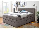 Boxspringbett HOME AFFAIRE "Airdrie", grau (elephant), B:200cm L:210cm, Kunstleder, Kunststoff, Massivholz, Komplettbetten, Boxspringbett, inkl. Bettkasten und Topper