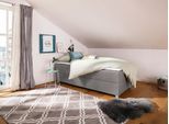 Boxbett HOME AFFAIRE "Alexis", grau (hellgrau), B:90cm L:200cm, Struktur fein (100% Polyester), Komplettbetten, Boxbett, ohne Kopfteil - ideal für Räume mit Dachschrägen; in 4 Breiten