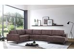 Wohnlandschaft OTTO HOME "OLAND Luxus-Microfaser U-Form, XXL, B: 342 cm, Skandi-Design", braun (dunkelbraun), B:342cm H:85cm T:260cm, 100% Polyester, Sofas, Wohnlandschaft, Skandi-Design in Struktur, Flachgewebe, Luxus-Microfaser, Boucle