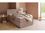 Boxspringbett "Yuma", grau (taupe), B:133cm L:213cm, 100% Polyester, LEGER HOME BY LENA GERCKE, Komplettbetten, Boxspringbett, incl. Topper, in 4 Breiten, 3 Matratzenarten und je 2 Härtegraden