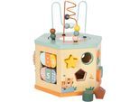 Motorikwürfel SMALL FOOT "Safari 6-eckig", bunt, Motorikspielzeug, BabyB:22cm H:29cm T:25cm, Gummi, Holz, Metall, B:22cm H:29cm T:25cm