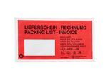 Papier-Dokumententasche/Lieferscheintasche SecurePack, DIN lang, Fenster links, mit Aufdruck, selbstklebend, Pergaminpapier, rot, 250 Stück