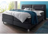 Boxspringbett MAINTAL, grau (anthrazit), Strukturstoff, Liegefläche B/L: 180cm x 200cm, H2 + H2, 7-Zonen-Kaltschaummatratze, Bezug bei beige, anthrazit und hellgrau: pflegeleichter Strukturstoff (100% Polyester);Bezug bei weiß und schwarz: Kunstleder (100% Polyurethan);Spiegelfläche der Matratzen: Material angeben (100% Polyester), Komplettbetten, Boxspringbett, inkl. Topper