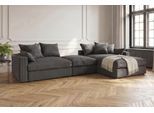 Ecksofa OTTO HOME "Cosy Lounge U-Form, Breite 351 cm", grau (anthrazit), B:351cm T:198cm, 100% Polyester, Sofas, Ecksofa, Mega-Sofa mit Cordstoff bezogen, mit Federkern & 5 Zierkissen