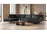 Wohnlandschaft OTTO HOME "OLAND Luxus-Microfaser U-Form, XXL, B: 345 cm, Skandi-Design", grau (anthrazit), B:345cm H:85cm T:210cm, Struktur weich (100% Polyester);Luxus-Microfaser (100% Polyester);Webstoff (100% Polyester), Sofas, Wohnlandschaft, U-Form, 345 cm, Wellenunterfederung, Skandi-Design, Metallfüße