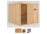 Sauna KARIBU "Gitte", beige (naturbelassen), Saunaofen, externe Steuerung, 9 kW, Saunen, Sauna, Ofen 9 KW externe Strg easy