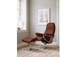 Relaxsessel STRESSLESS "Sunrise", braun (copper paloma), B:92cm H:105cm T:80cm, Leder PALOMA: PALOMA ist ein durchgefärbtes Semianilin-Möbelleder mit natürlicher Narbung., Sessel, Relaxsessel, mit Cross Base, Größe S, M & L, Holzakzent Eiche
